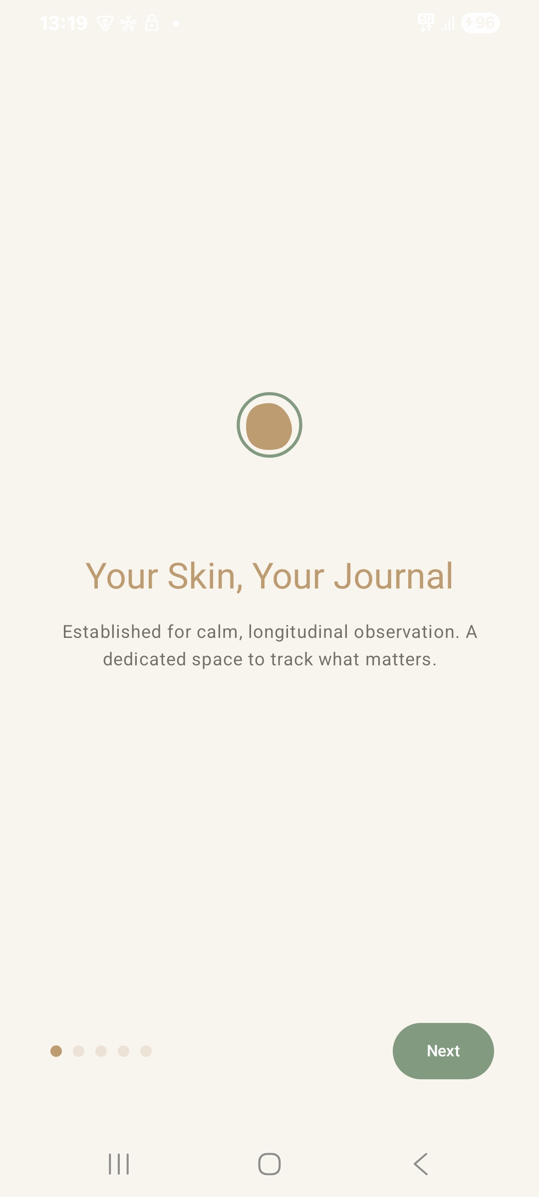 Skin Journal App Interface Screenshot